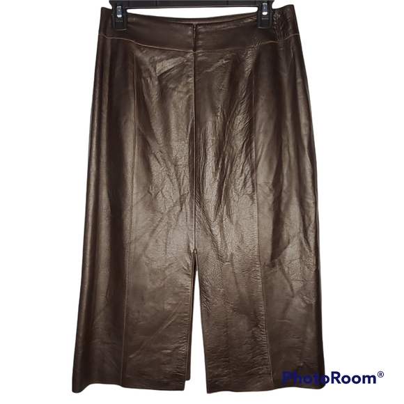 Vintage Juliana Collezione soft lamb leather midi skirt chocolate brown size 4 - Picture 6 of 9